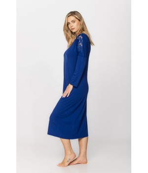 Camisón largo azul caída fluida micromodal elastano